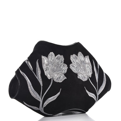 Alexander McQueen Suede Floral De Manta Clutch Black 3 of 7