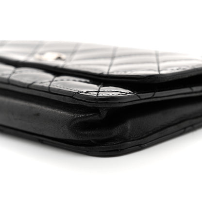 Chanel Patent Quilted Wallet On Chain WOC Black 10 of 12