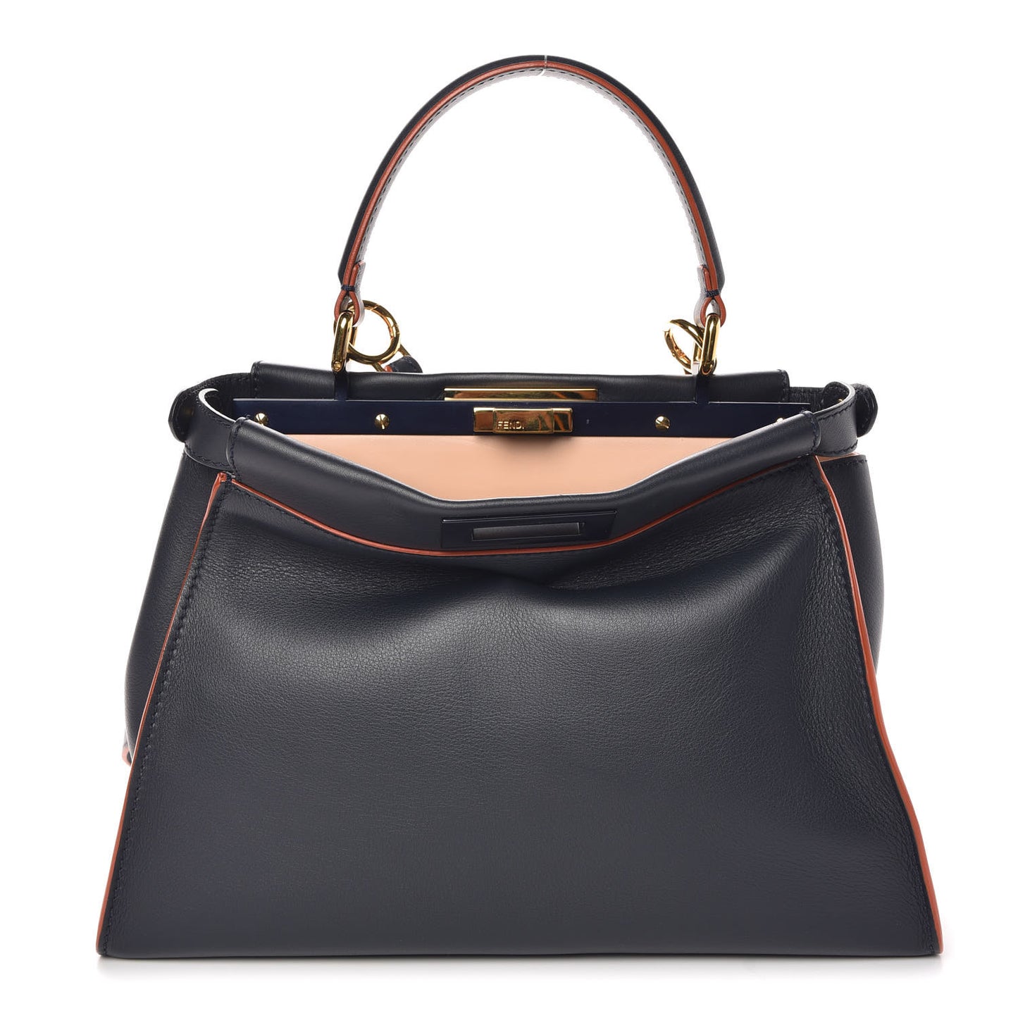 Vitello Seta Burro Medium Peekaboo Iconic Satchel Blue Notte Plaster