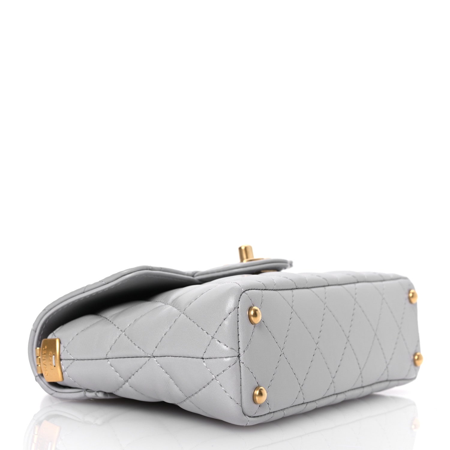 Chanel Lambskin Quilted Small Flap Top Handle Bag Grey 4 of 10