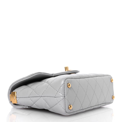 Chanel Lambskin Quilted Small Flap Top Handle Bag Grey 4 of 10