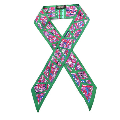 Hermes Silk Rive Droite Rive Gauche Twilly Vert Rose Bleu 1 of 3
