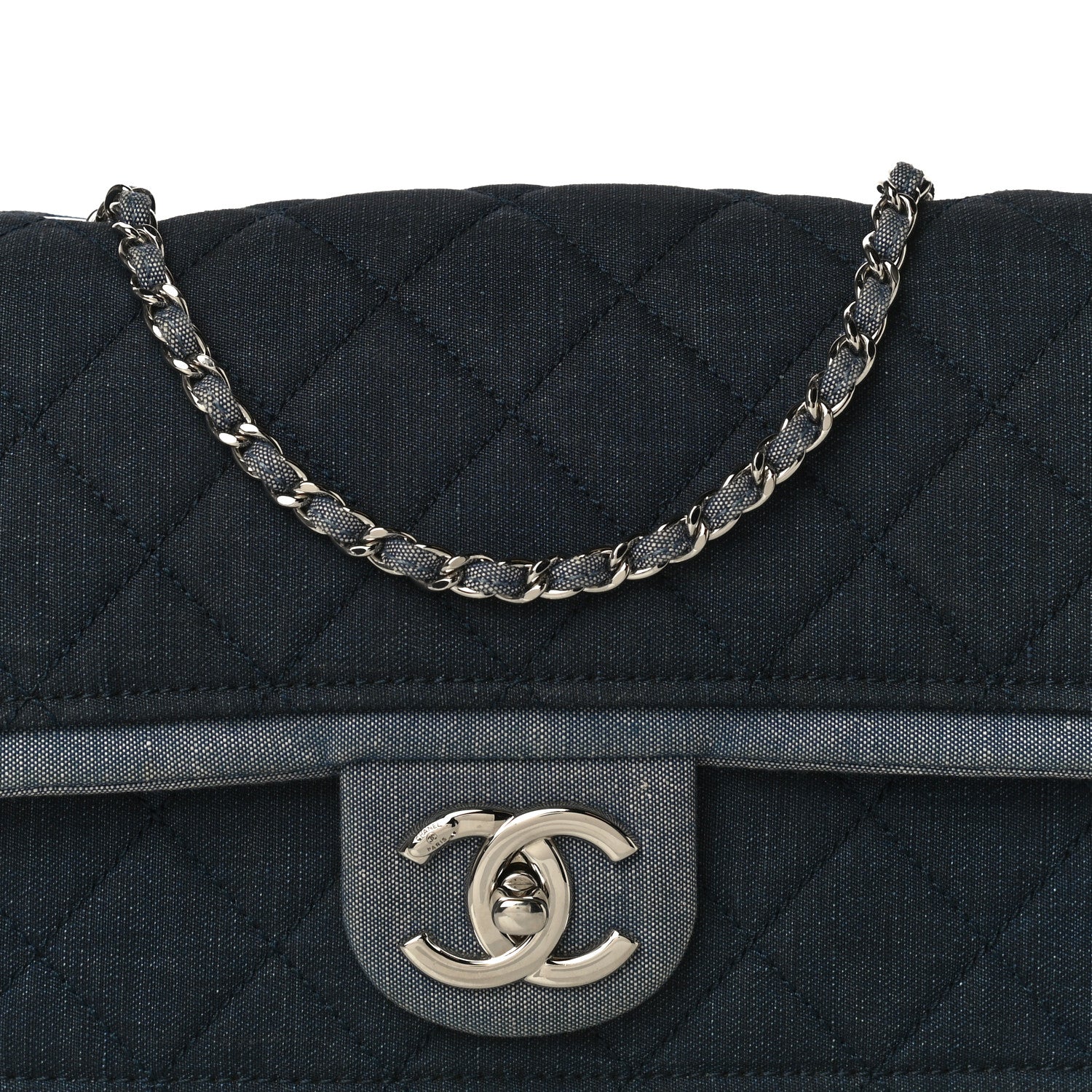 Chanel Denim Quilted Medium Graphic Flap Light Blue 7 of 18