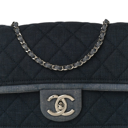 Chanel Denim Quilted Medium Graphic Flap Light Blue 7 of 18