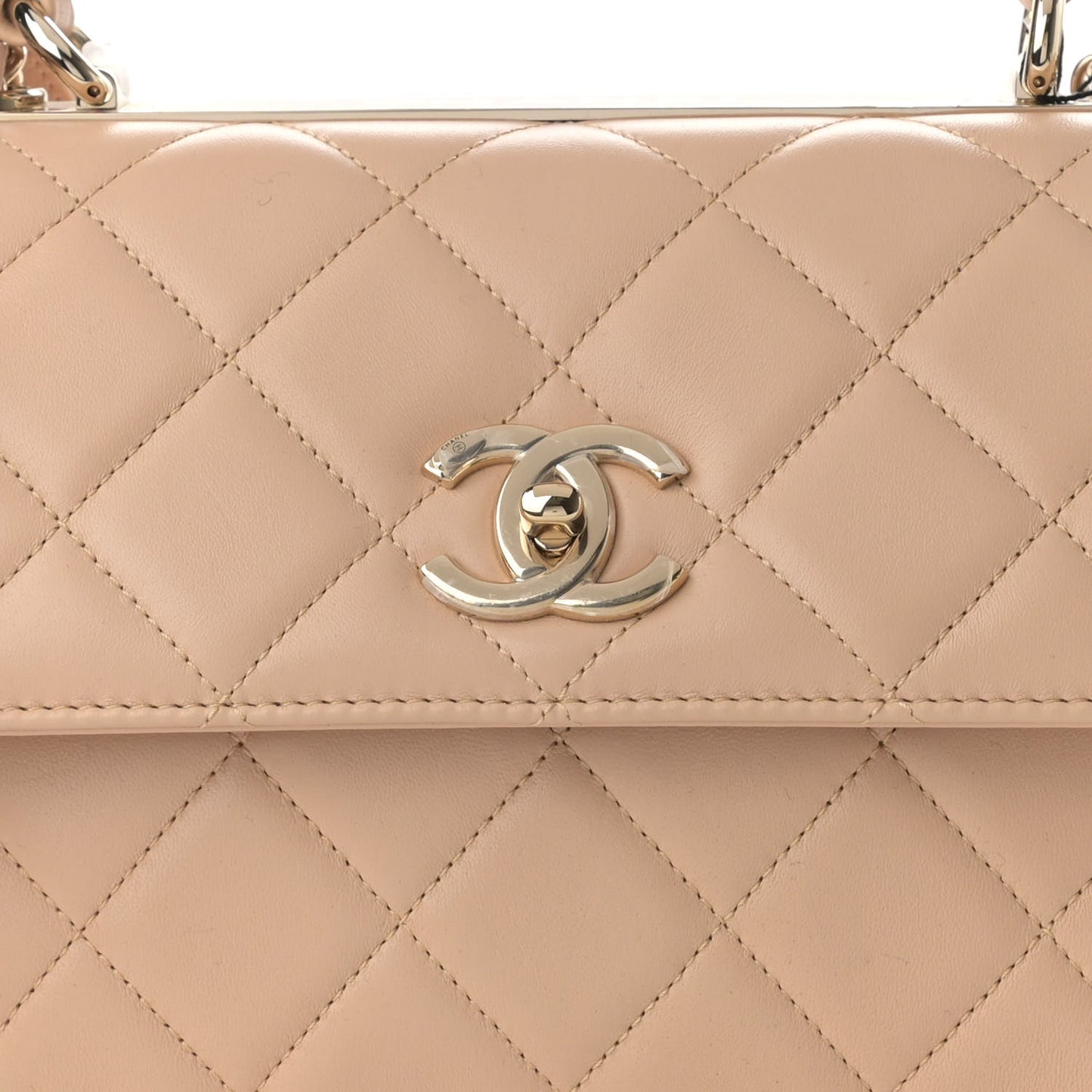 Lambskin Quilted Small Trendy CC Dual Handle Flap Bag Beige