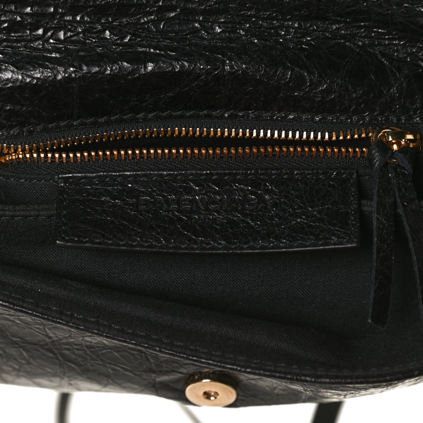 Agneau Classic Gold Hardware Mini Envelope Strap Clutch Black