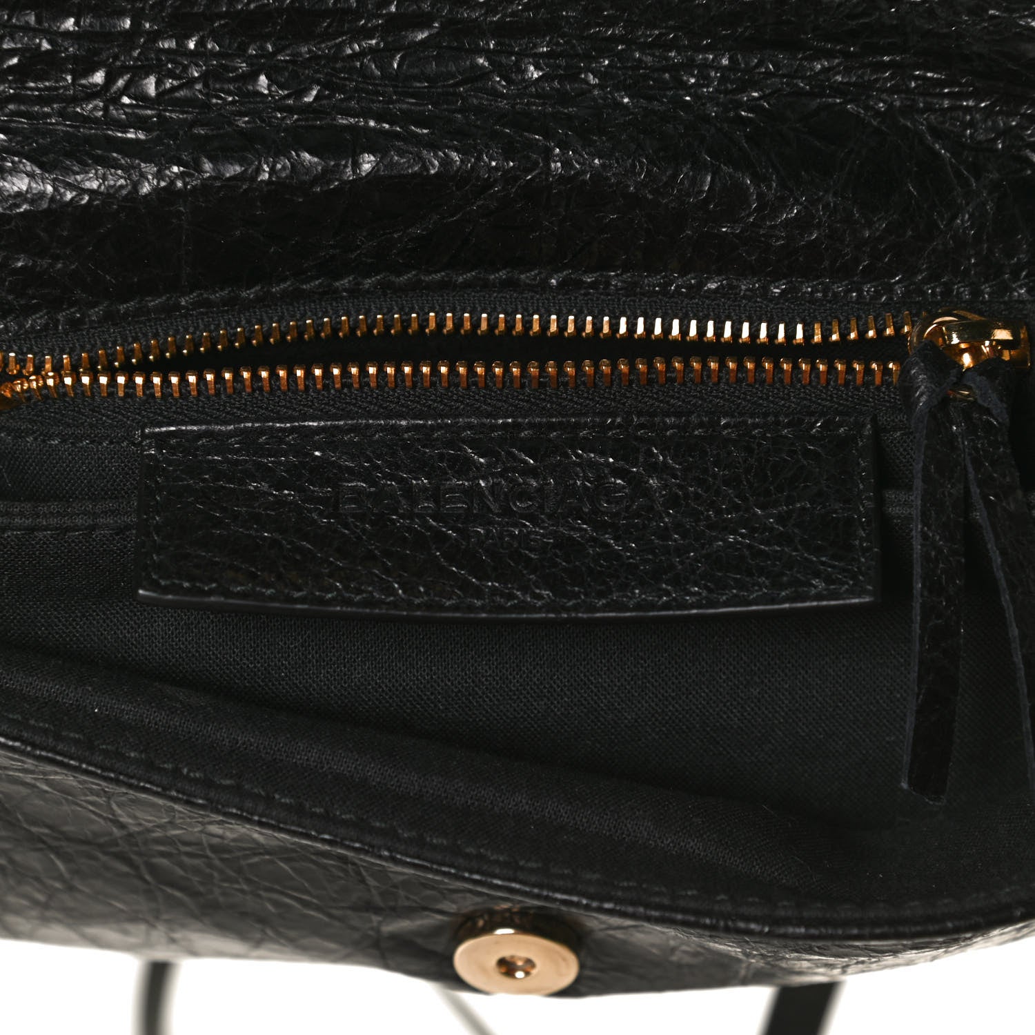 Balenciaga Agneau Classic Gold Hardware Mini Envelope Strap Clutch Black 6 of 12