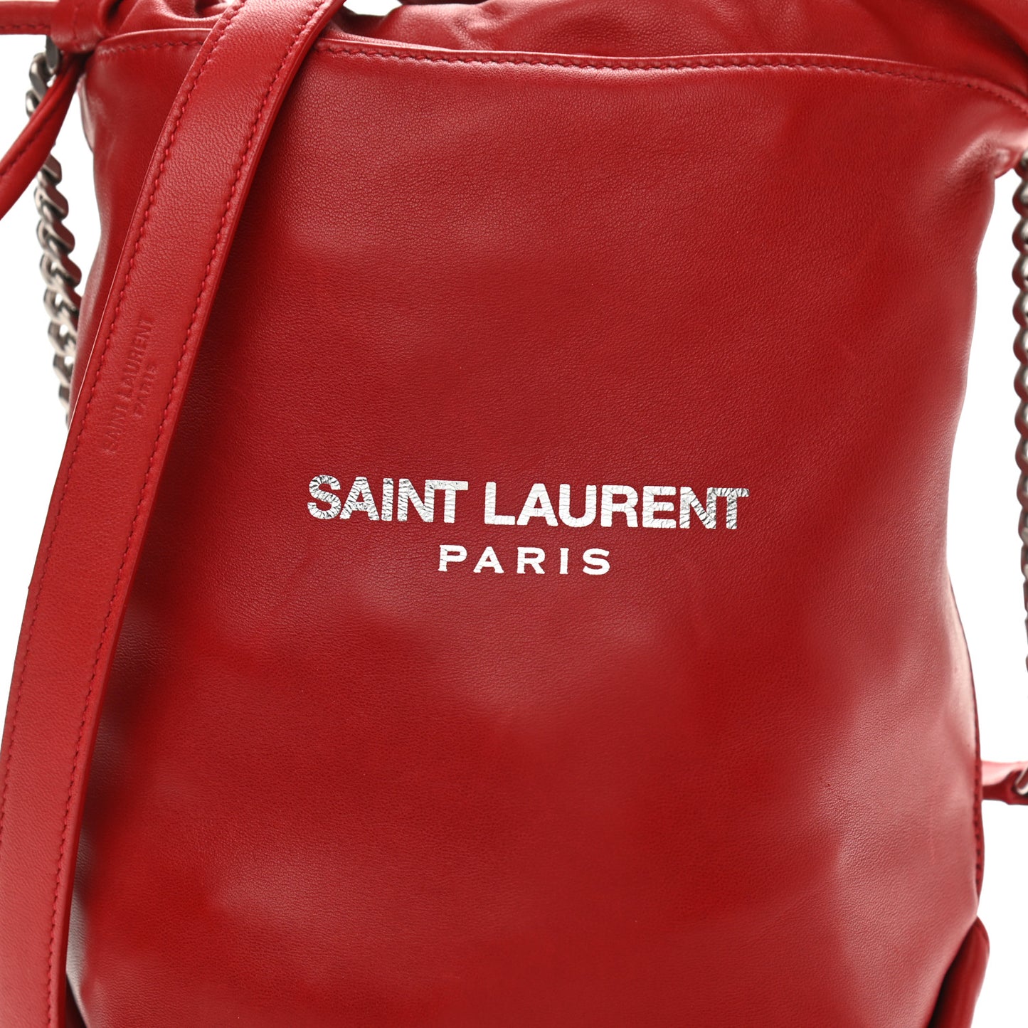Lambskin Small Teddy Bucket Bag Red
