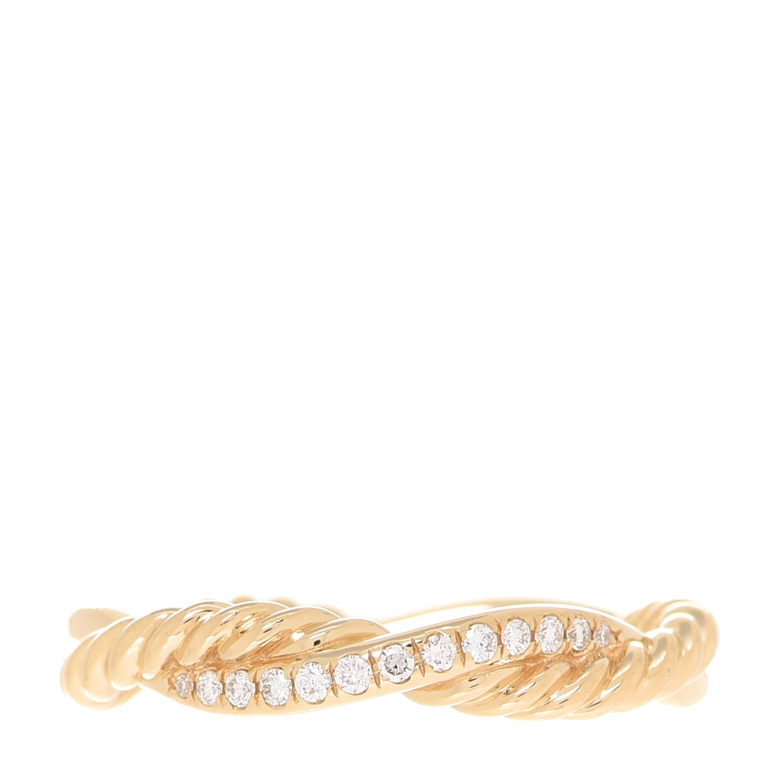 David Yurman 18K Yellow Gold Diamond Petite Infinity Twisted Ring 50 5.5 1 of 4
