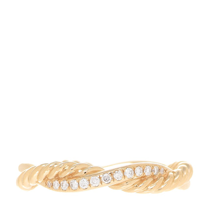 David Yurman 18K Yellow Gold Diamond Petite Infinity Twisted Ring 50 5.5 1 of 4