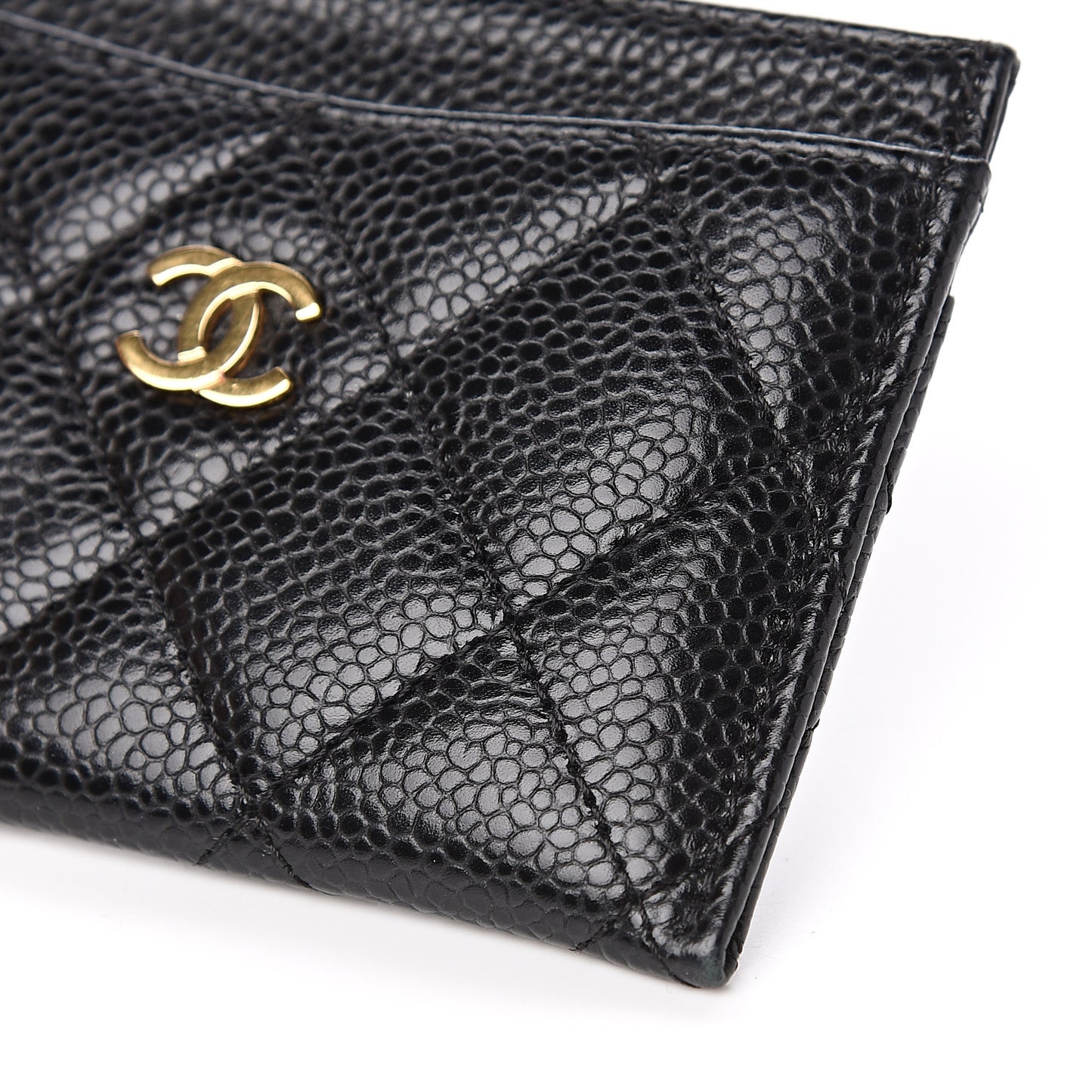Caviar Quilted Card Holder Black