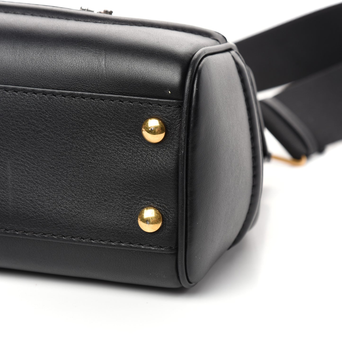 Calfskin Crystal Stud Palazzo Empire Bag Black