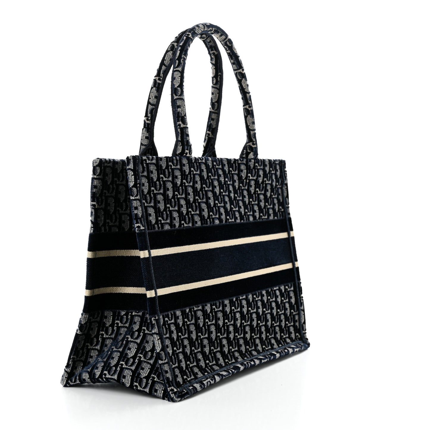 CHRISTIAN DIOR Oblique Velvet Medium Book Tote Blue Multicolor