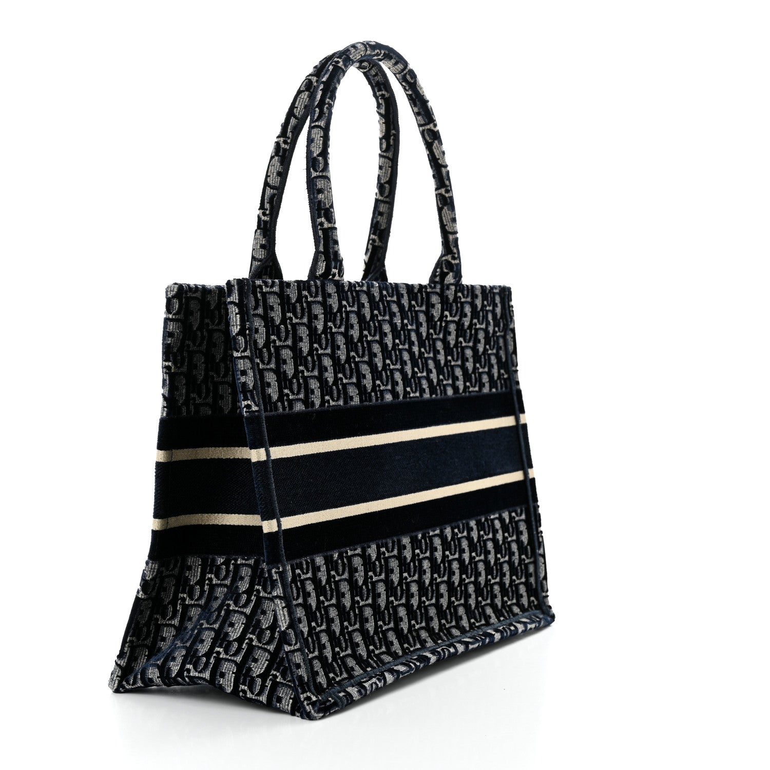Christian Dior CHRISTIAN DIOR Oblique Velvet Medium Book Tote Blue Multicolor 3 of 12