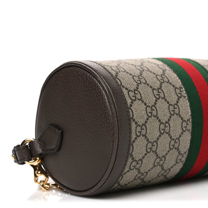 Gucci GG Supreme Monogram Textured Dollar Calfskin Web Small Ophidia Blondie Barrel shoulder Bag Beige New Acero 9 of 10