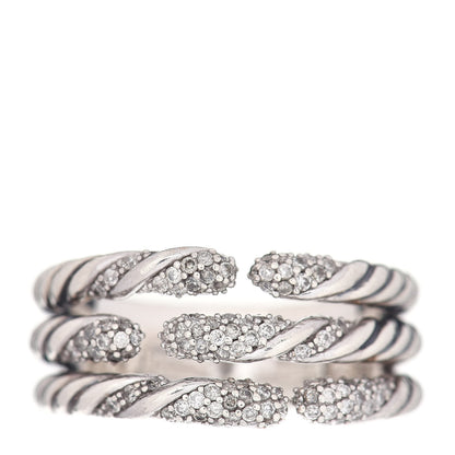 David Yurman Sterling Silver Diamond Willow Three Row Ring 53 6.25 1 of 4