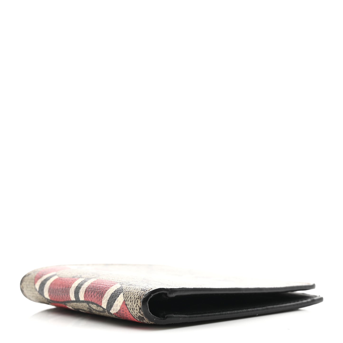 GG Supreme Monogram Selleria Calfskin Kingsnake Nice Bi-Fold Wallet Beige Ebony Multicolor Black