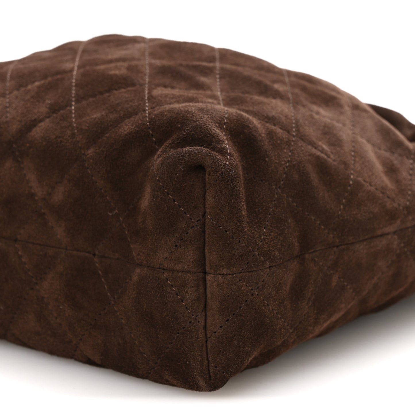 Suede Quilted Drawstring Clutch With Strap Brown