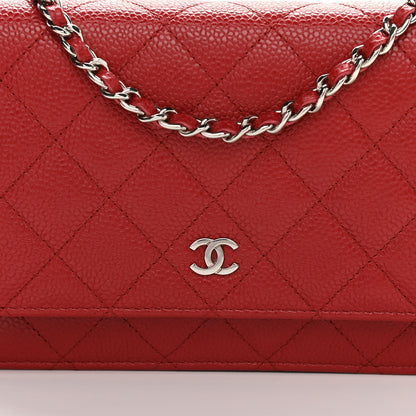 Chanel Caviar Quilted Wallet On Chain WOC Red 9 of 12