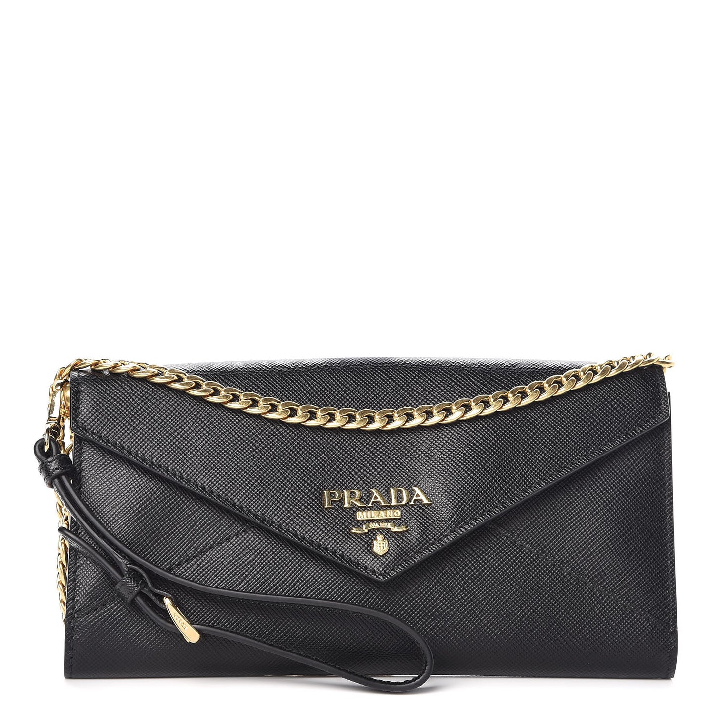 Saffiano Envelope Wristlet Crossbody Wallet Black