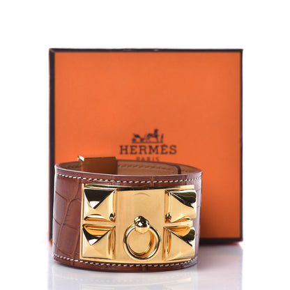 Hermes Matte Alligator Collier De Chien CDC Bracelet S Fauve 7 of 7