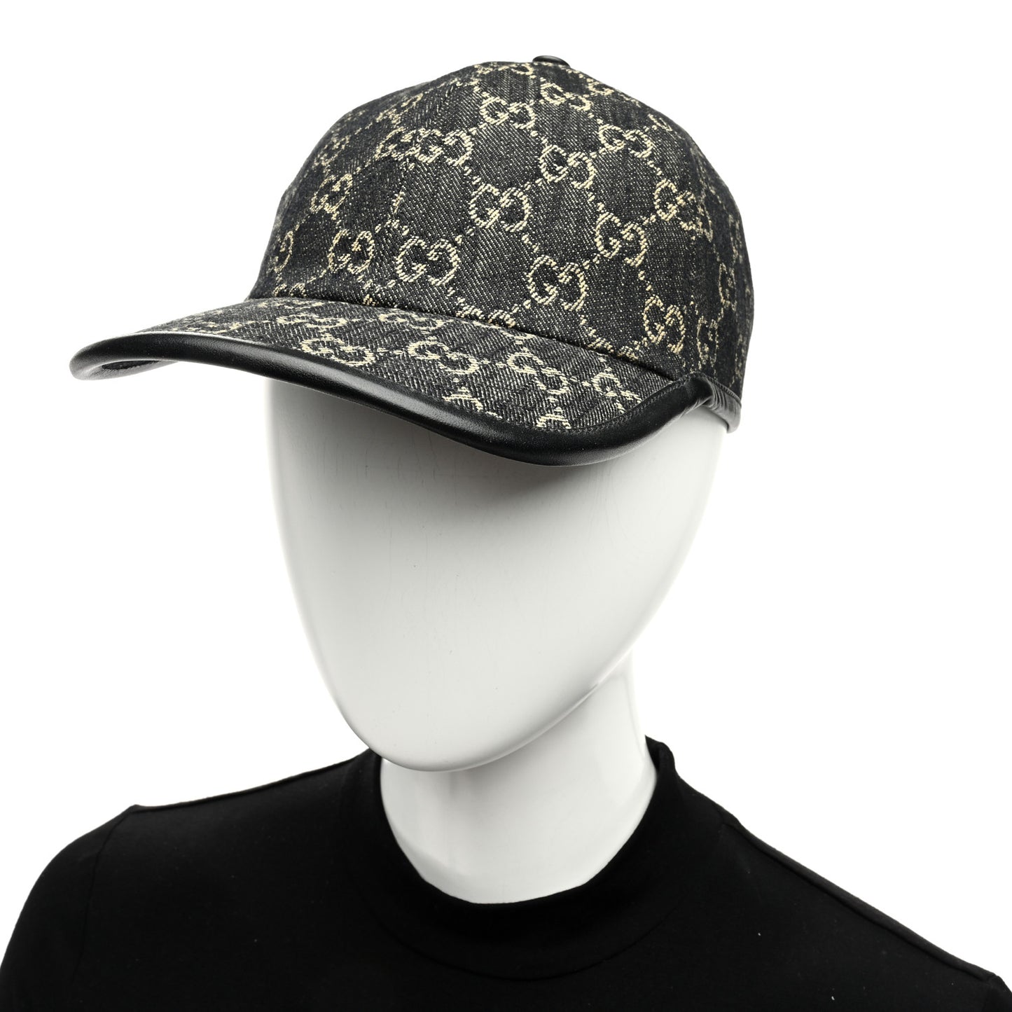 Denim Calfskin GG Monogram Oscar Baseball Hat M Black Ivory
