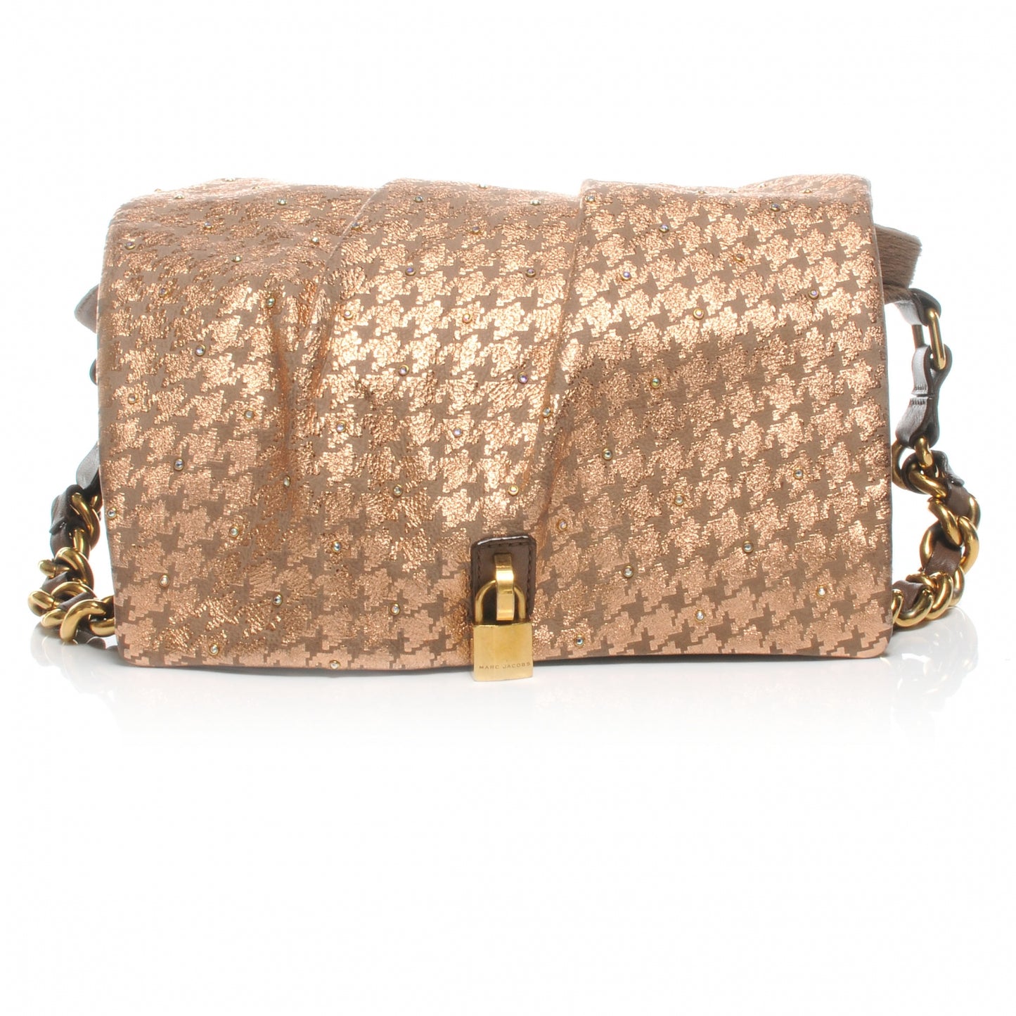 Calf Hair and Leather Houndstooth Print Rockstar Jennifer Bag Taupe