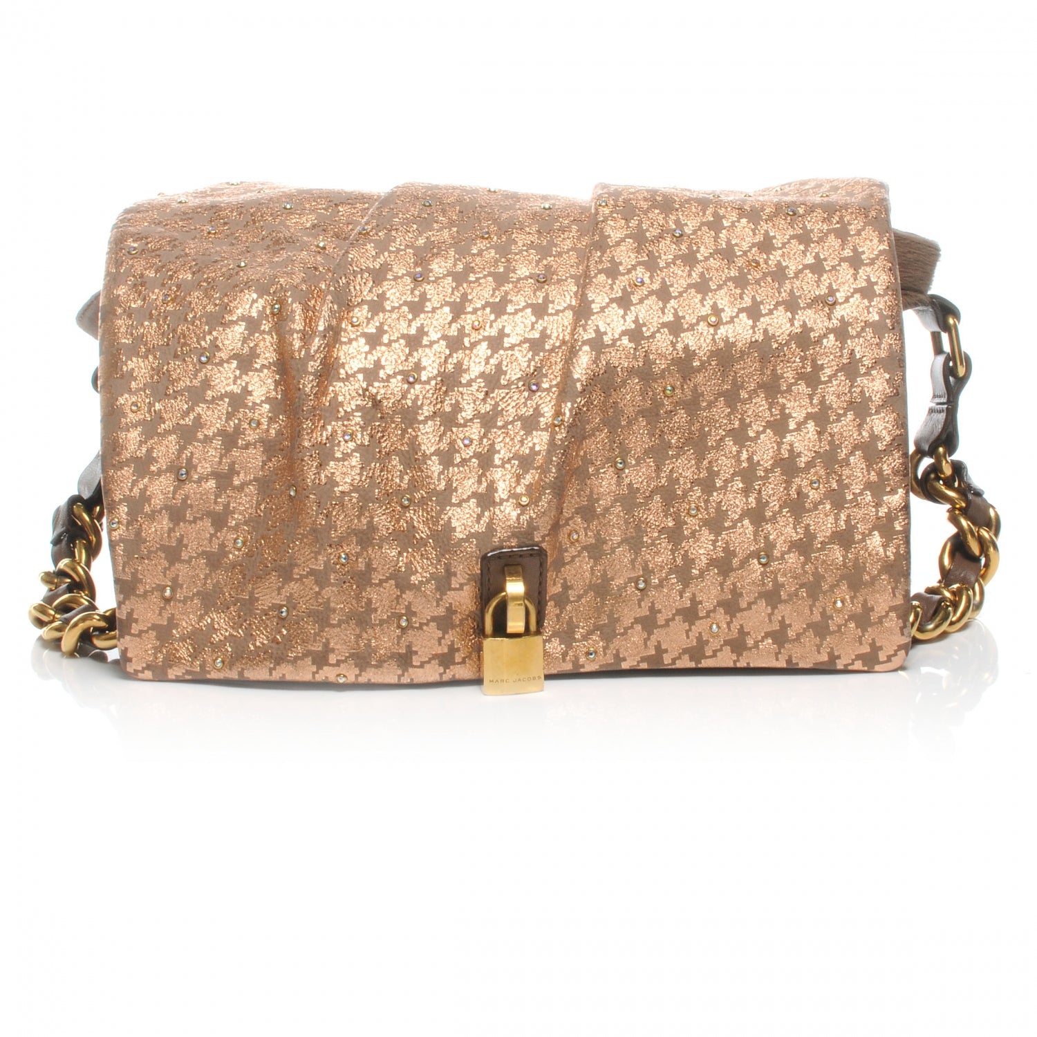 Marc Jacobs Calf Hair and Leather Houndstooth Print Rockstar Jennifer Bag Taupe 1 of 7