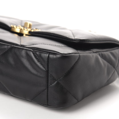Chanel Shiny Goatskin Quilted Medium 19 Flap Black 7 of 11