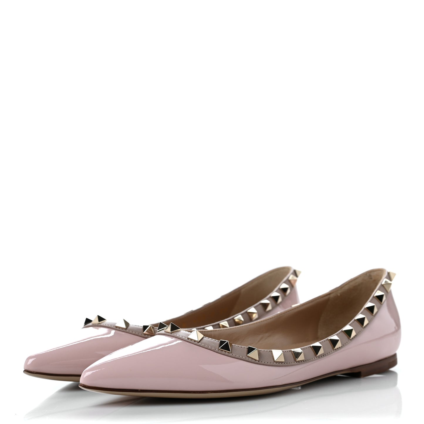 Patent Rockstud Ballerina Flats 37 Water Rose Poudre