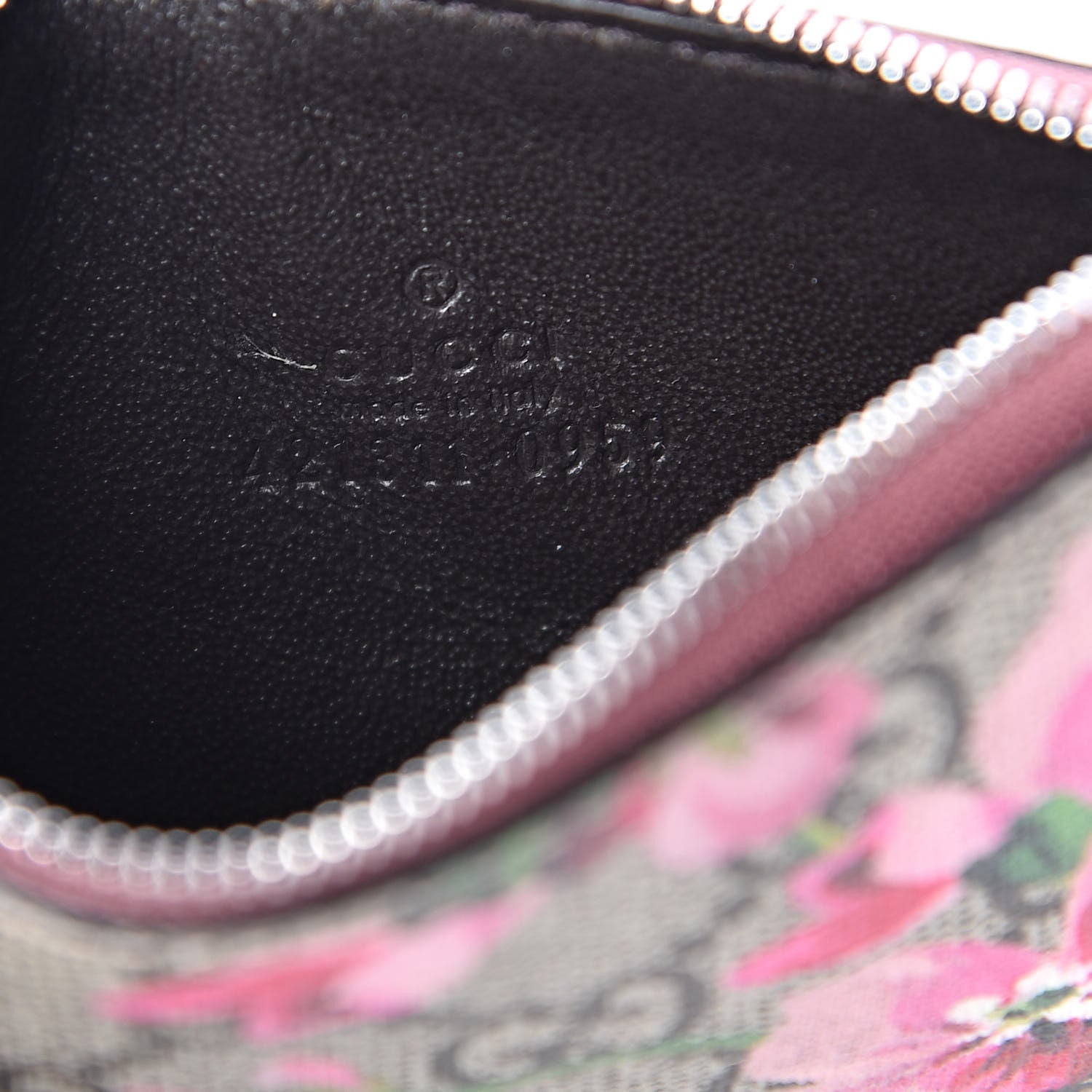 Gucci GG Supreme Monogram Blooms Key Ring Coin Case Beige Multicolor Dry Rose 6 of 7