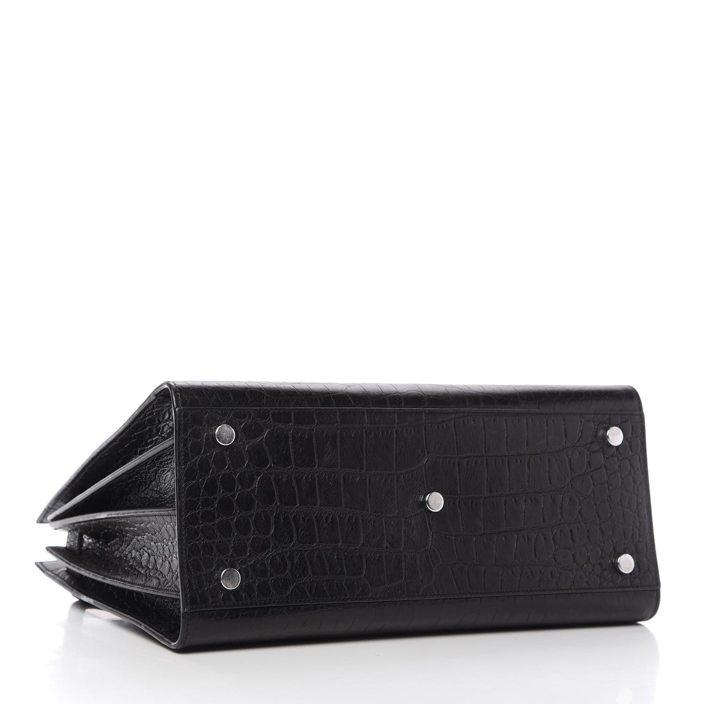 Calfskin Crocodile Embossed Small Sac de Jour Black