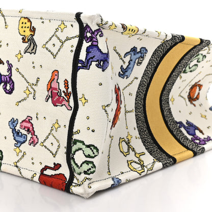 Christian Dior CHRISTIAN DIOR Canvas Embroidered Large Pixel Zodiac Book Tote Latte Multicolor 9 of 11