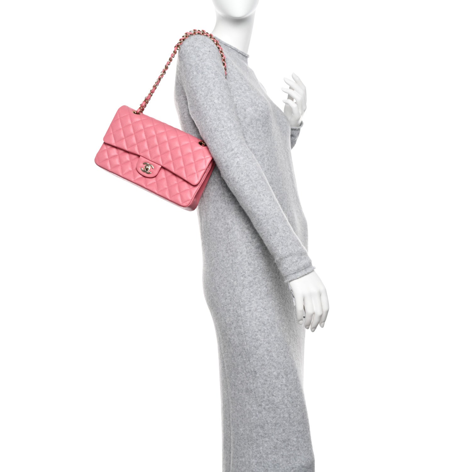 Chanel Caviar Quilted Medium Double Flap Pink 2 of 11