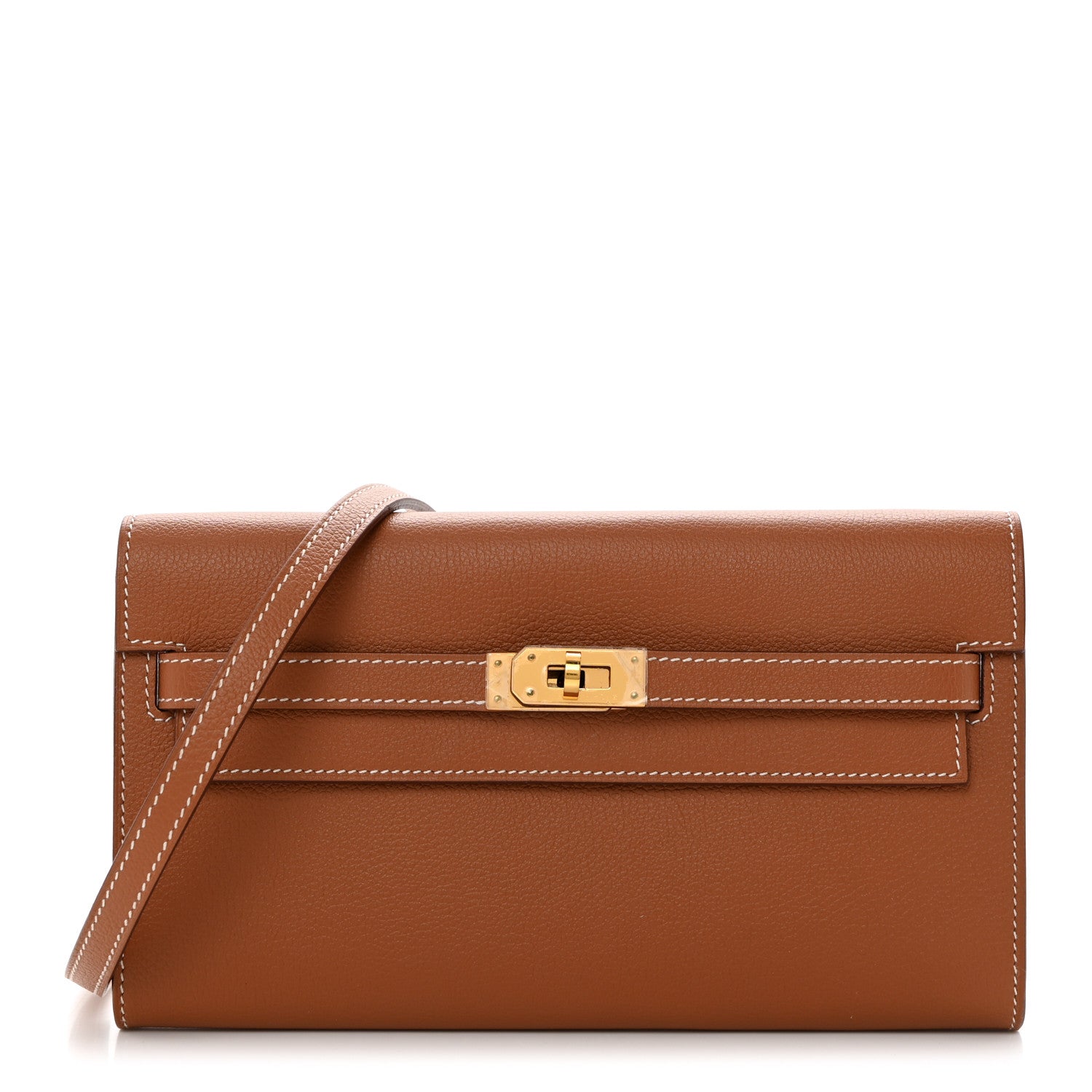 Hermes Evercolor Kelly Wallet To Go Gold 1 of 10