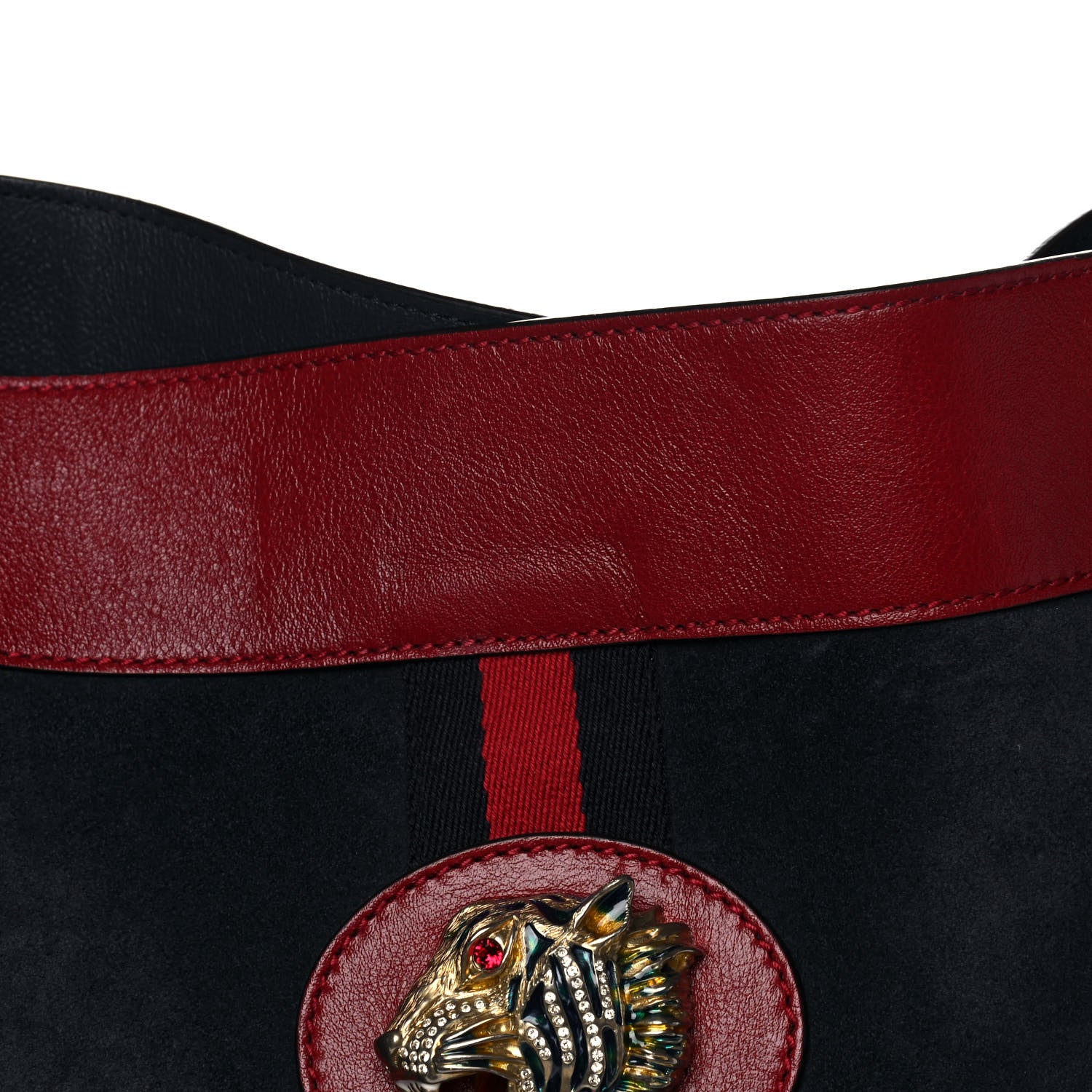 Gucci Suede Calfskin Large Rajah Chain Tote New Blue Romantic Cherry 12 of 12