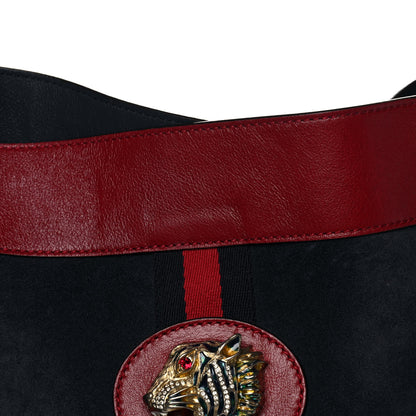 Gucci Suede Calfskin Large Rajah Chain Tote New Blue Romantic Cherry 12 of 12