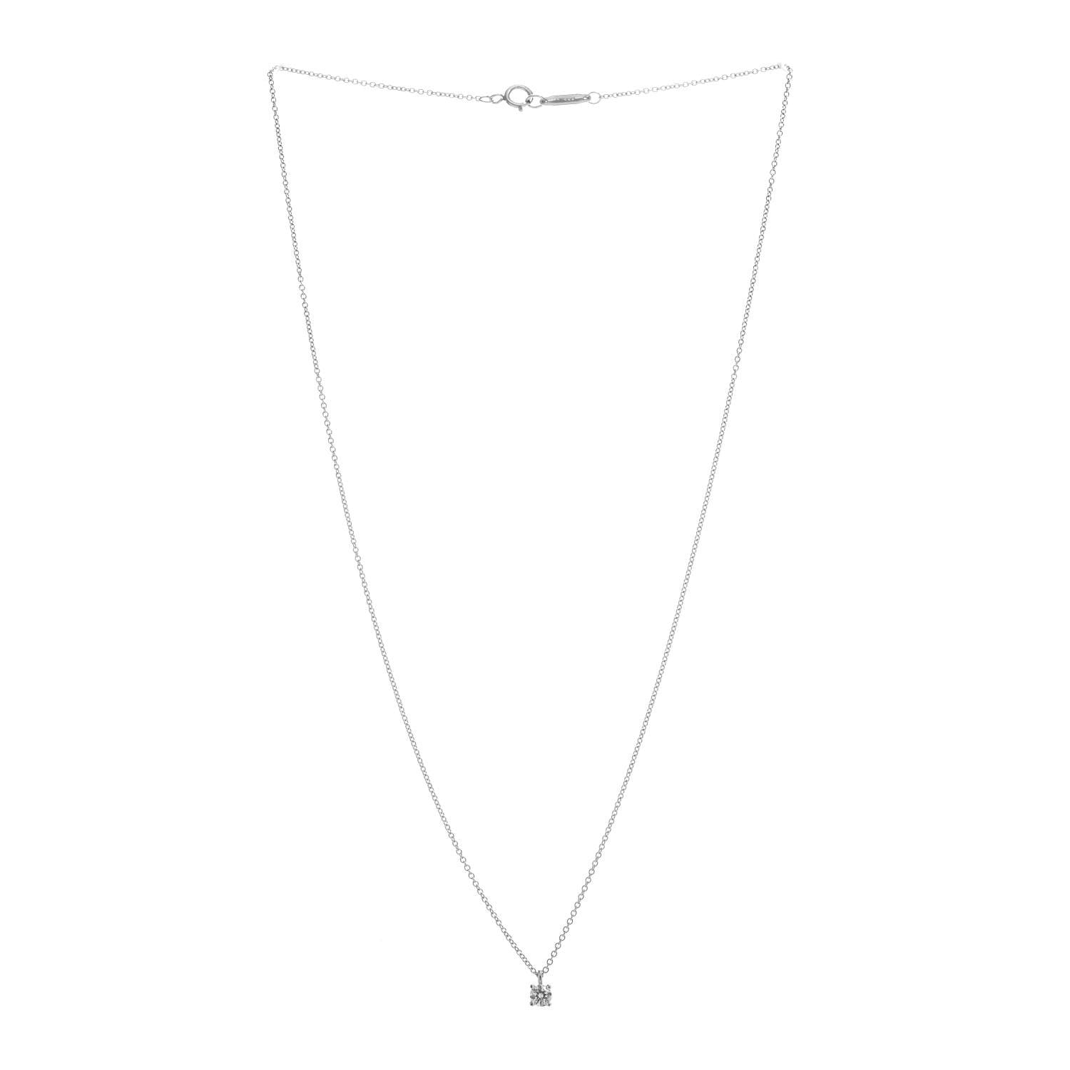 Tiffany Platinum Diamond .18ct Solitaire Pendant Necklace 3 of 4