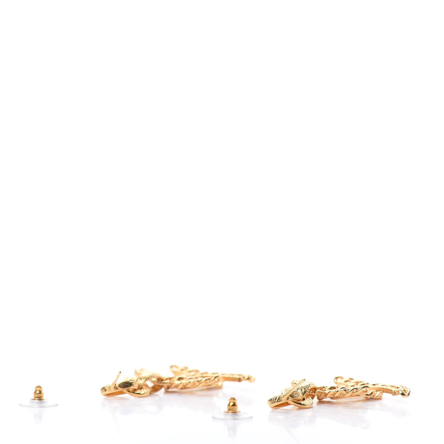 Metal CC Chain Drop Earrings Gold