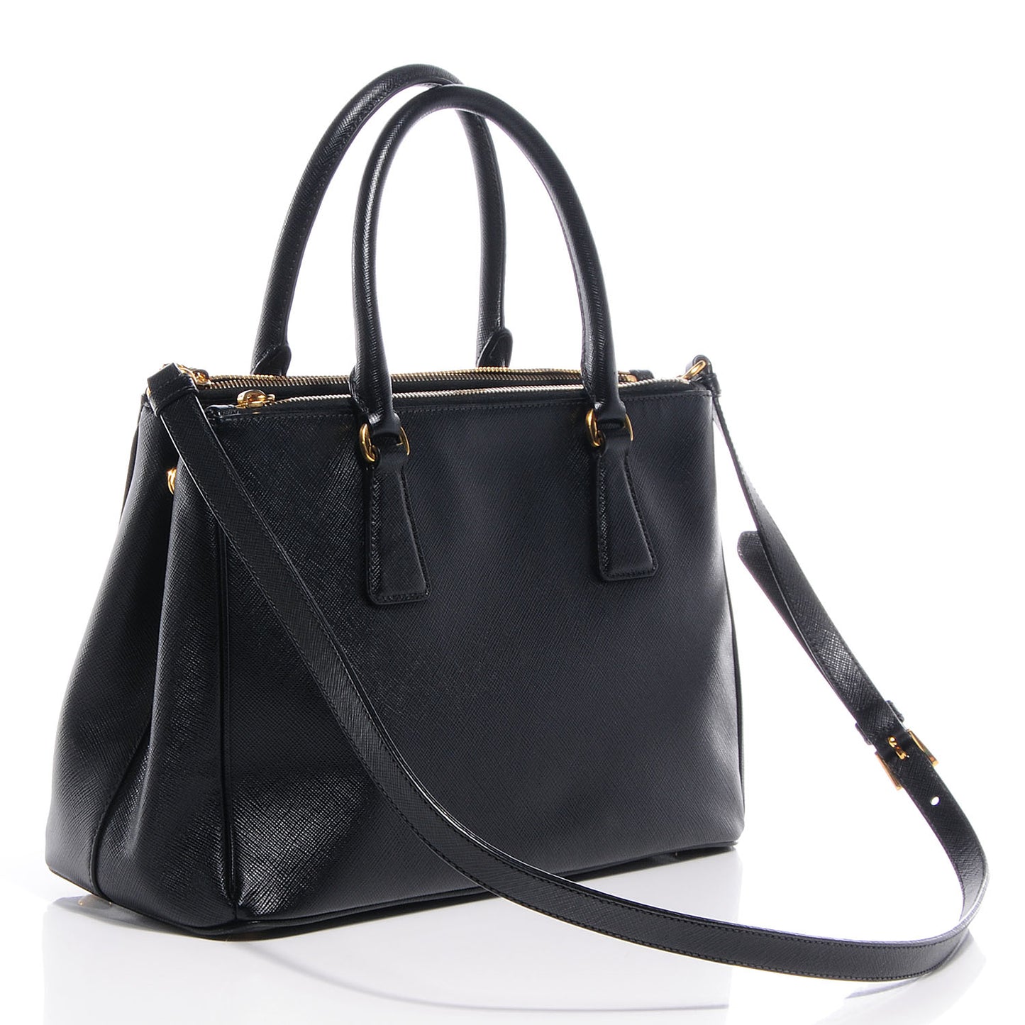 Saffiano Lux Small Double Zip Tote Nero Black