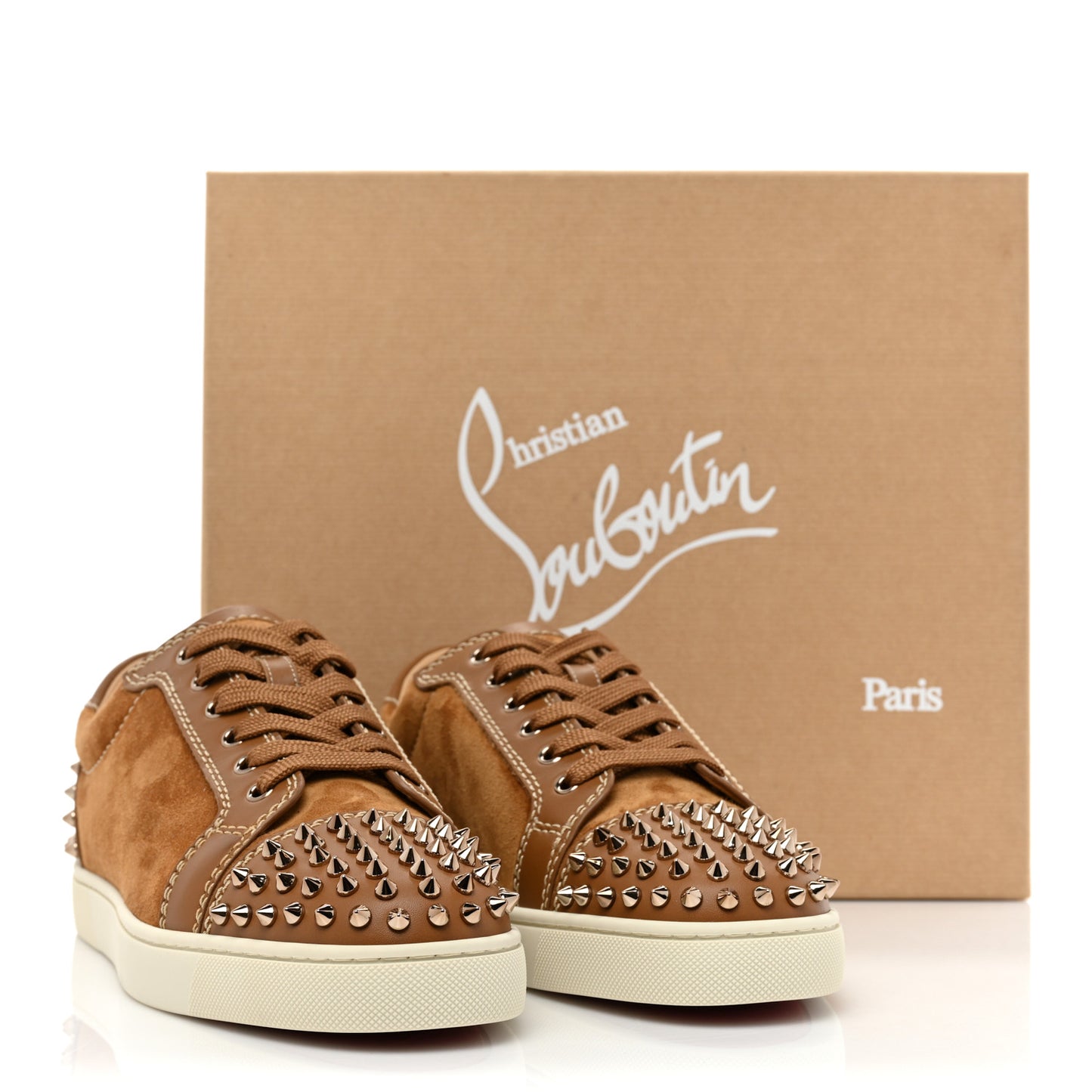 Suede Calfskin Mens Louis Junior Spikes Orlato Flat Sneakers 42 Brown