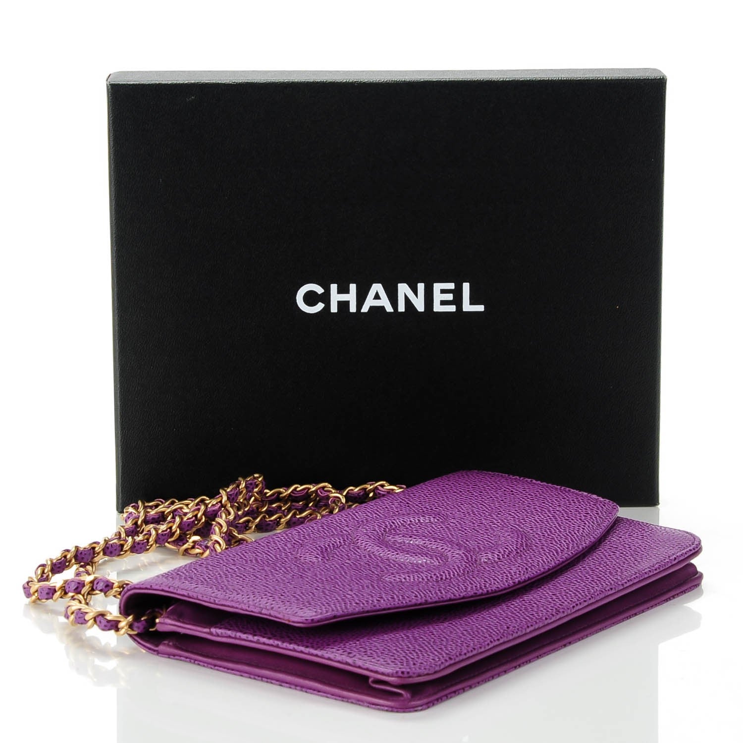 Chanel Caviar Timeless CC Wallet On Chain WOC Purple 4 of 8