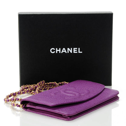 Chanel Caviar Timeless CC Wallet On Chain WOC Purple 4 of 8