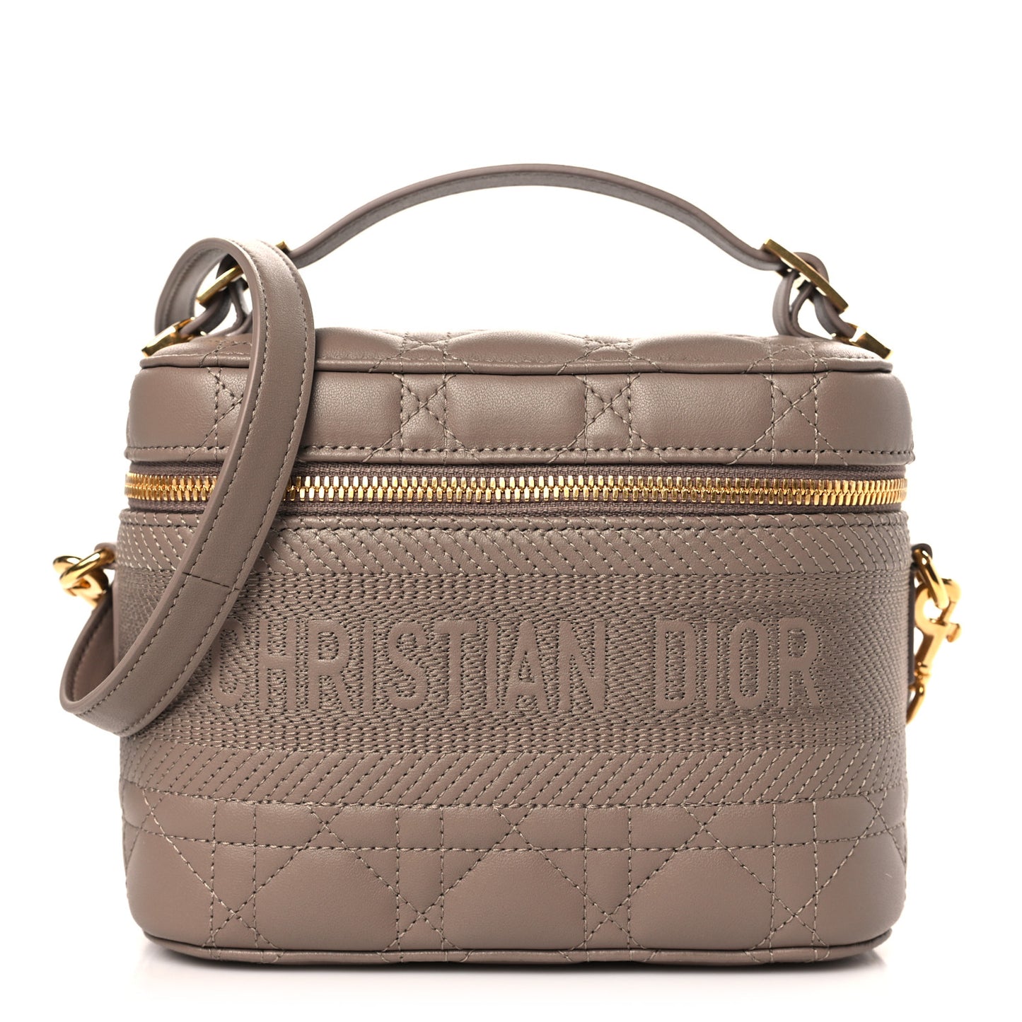 Lambskin Cannage Small Diortravel Vanity Case Warm Taupe