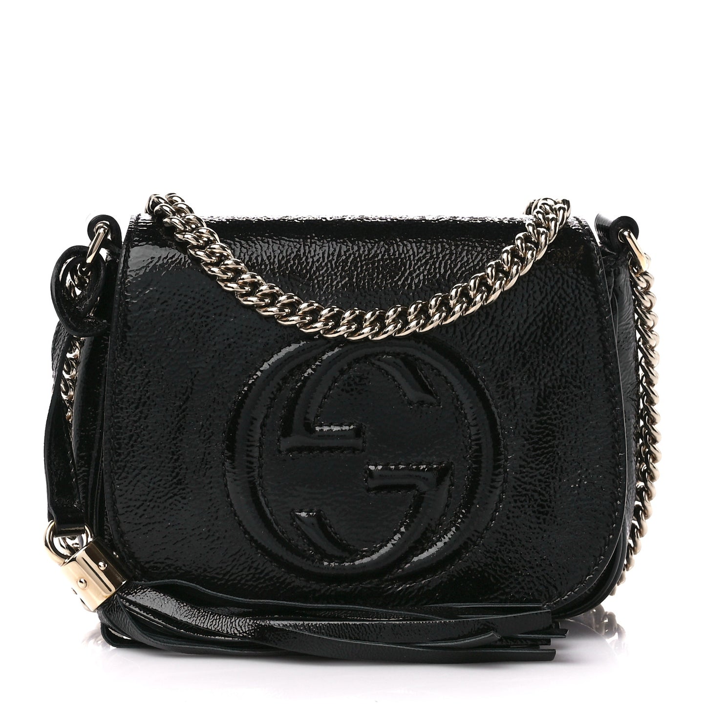 Vernice Naplack Small Soho Flap Crossbody Black