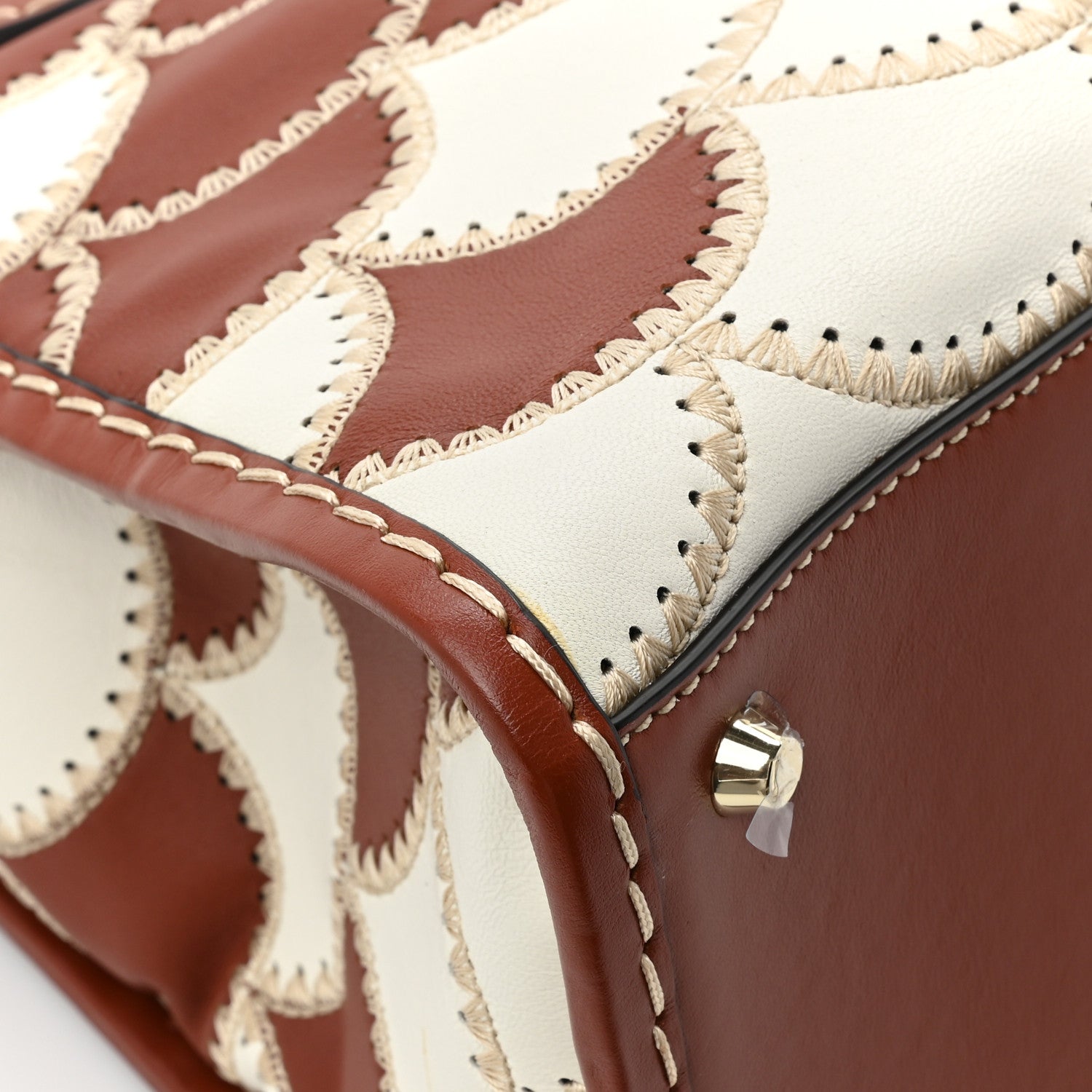Chloe Nappa Shiny Calfskin Scallop Patchwork Medium Edith Day Bag Sepia Brown 11 of 11