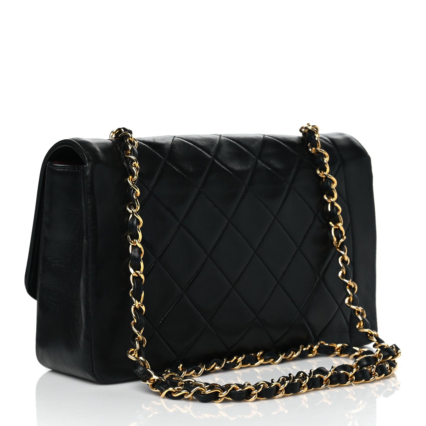Lambskin Quilted Medium Single Flap Black