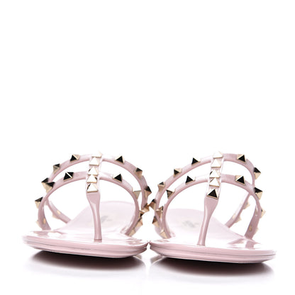 Valentino Garavani PVC Jelly Rockstud Caged Flat Thong Sandals 37 Water Rose 2 of 8