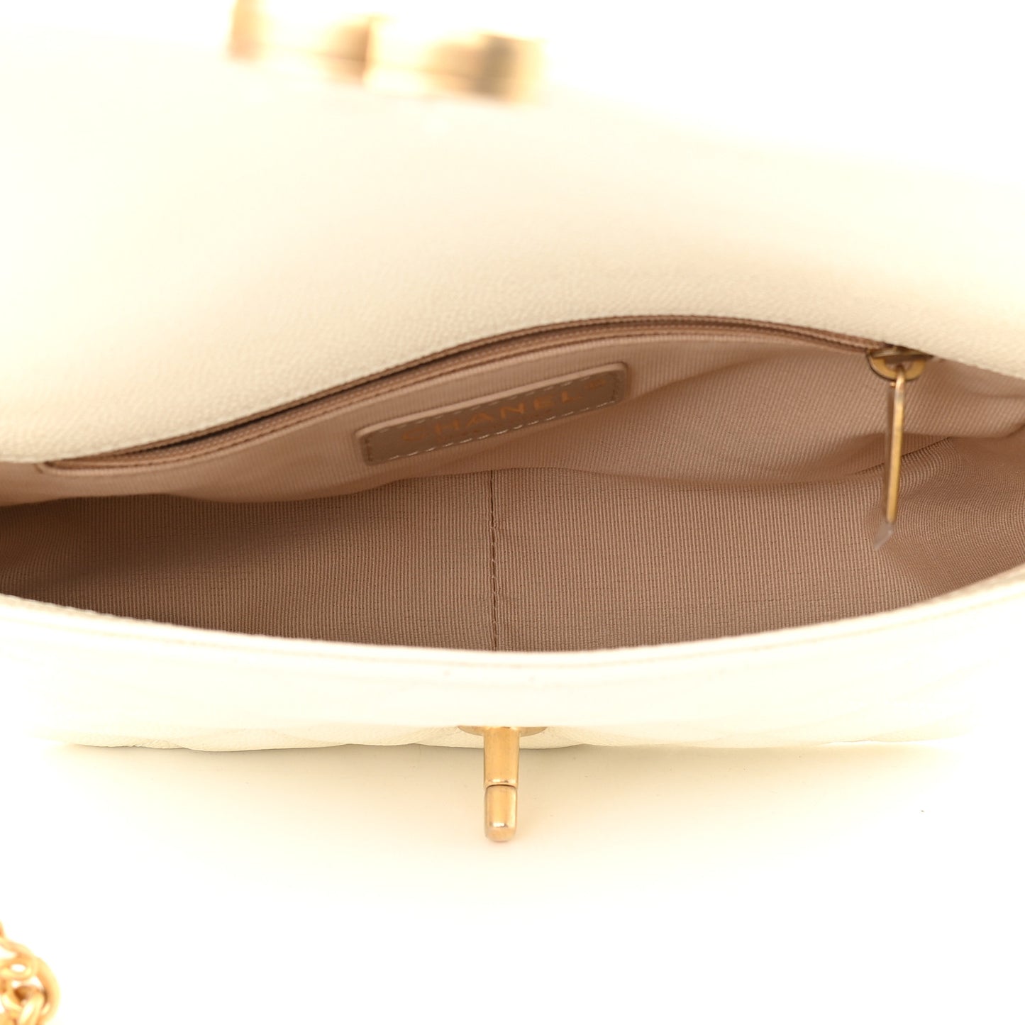 Shiny Caviar Quilted Small Chain Melody Flap White