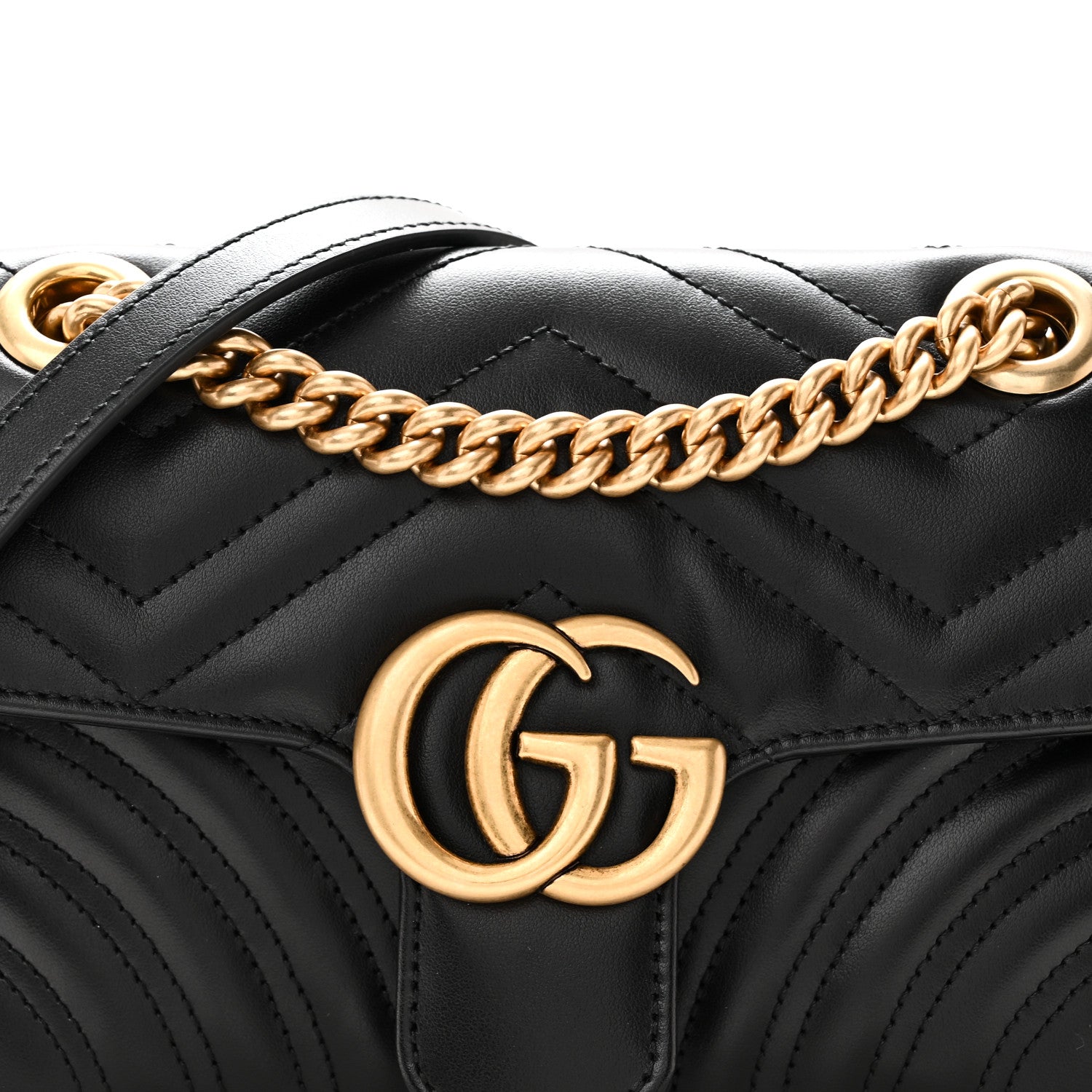 Gucci Calfskin Matelasse Mini GG Marmont Shoulder Bag Black 8 of 10